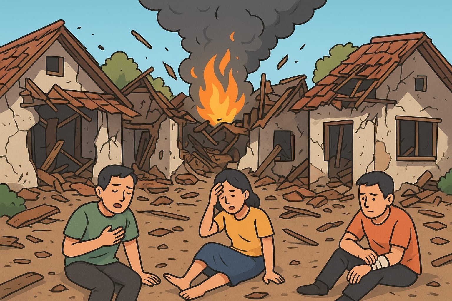 Tiga Rumah Hancur akibat Ledakan Diduga Bahan Petasan di Pacitan.