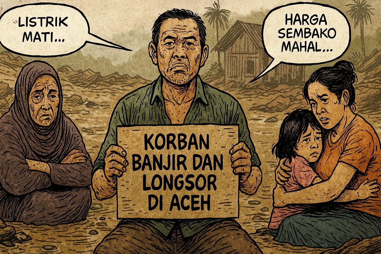 Warga Mengeluh Listrik Mati, Sembako Langka dan Mahal Akibat Banjir dan Longsor